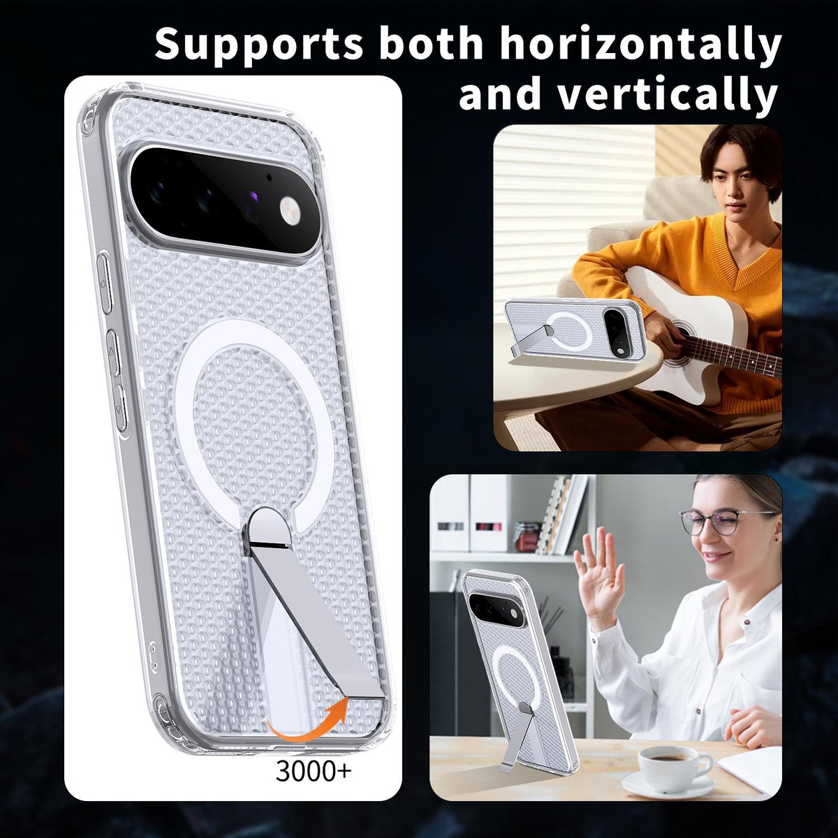 For Google Pixel 11 Kalebol Honeycomb Cooling MagSafe Holder Phone Case - Matte Transparent - SYA003435703D