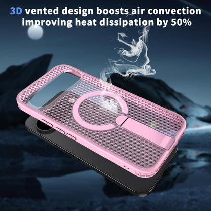 For Google Pixel 11 Kalebol Honeycomb Cooling MagSafe Holder Phone Case - Cherry Blossom Pink - SYA003435703E