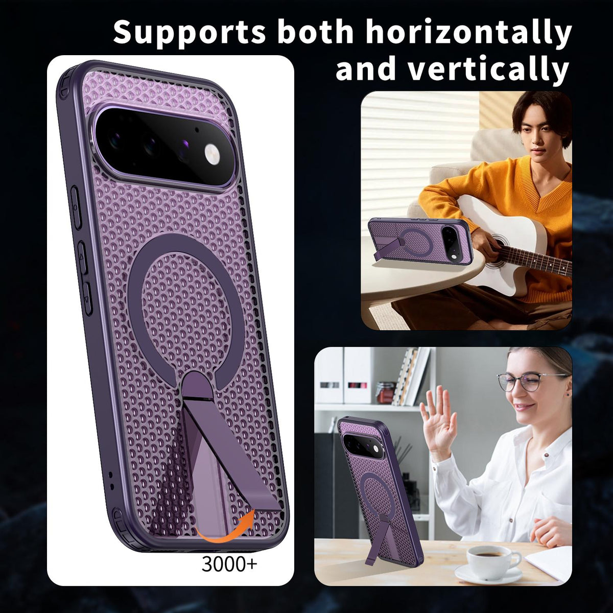 For Google Pixel 11 Kalebol Honeycomb Cooling MagSafe Holder Phone Case - Purple - SYA003435703F