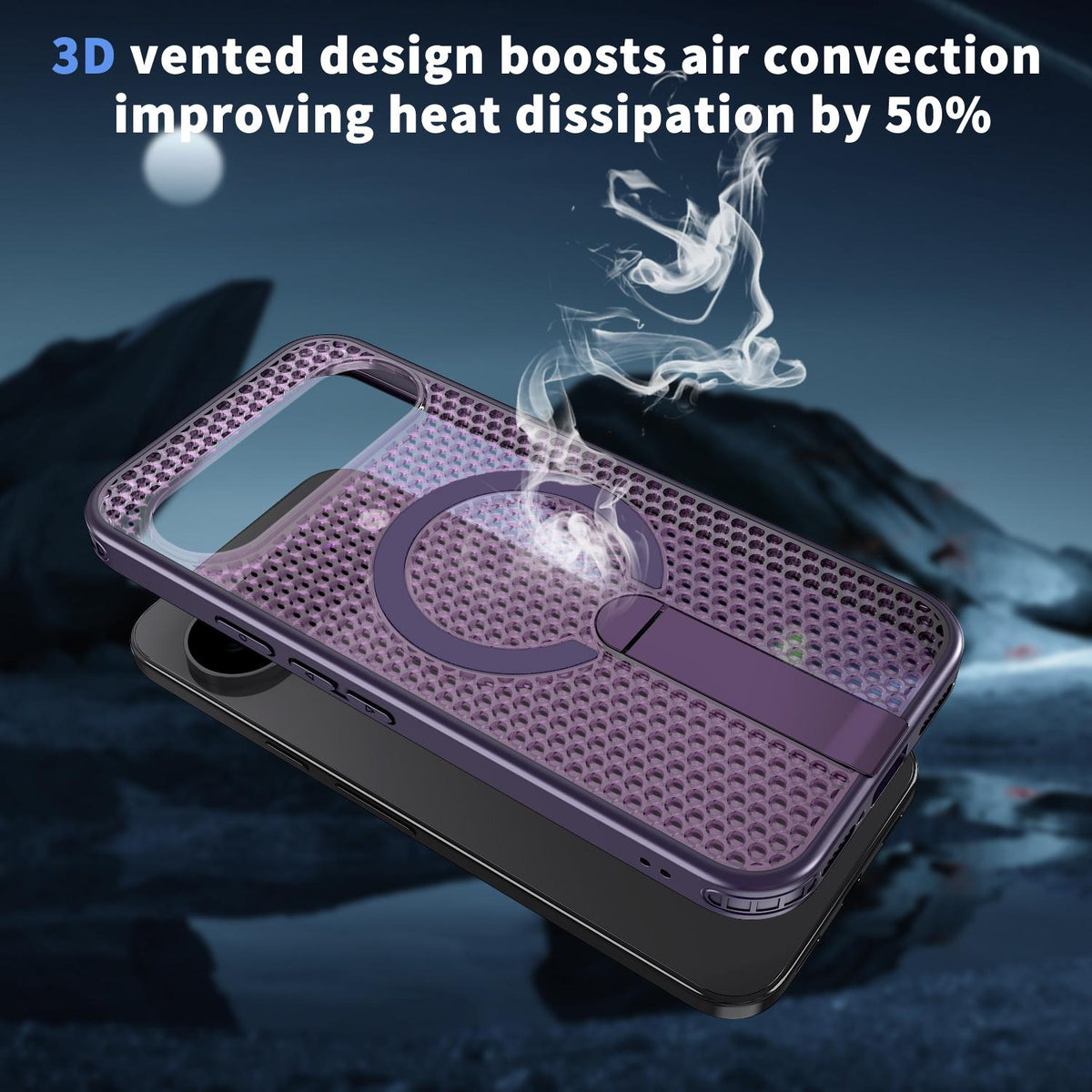 For Google Pixel 11 Kalebol Honeycomb Cooling MagSafe Holder Phone Case - Purple - SYA003435703F