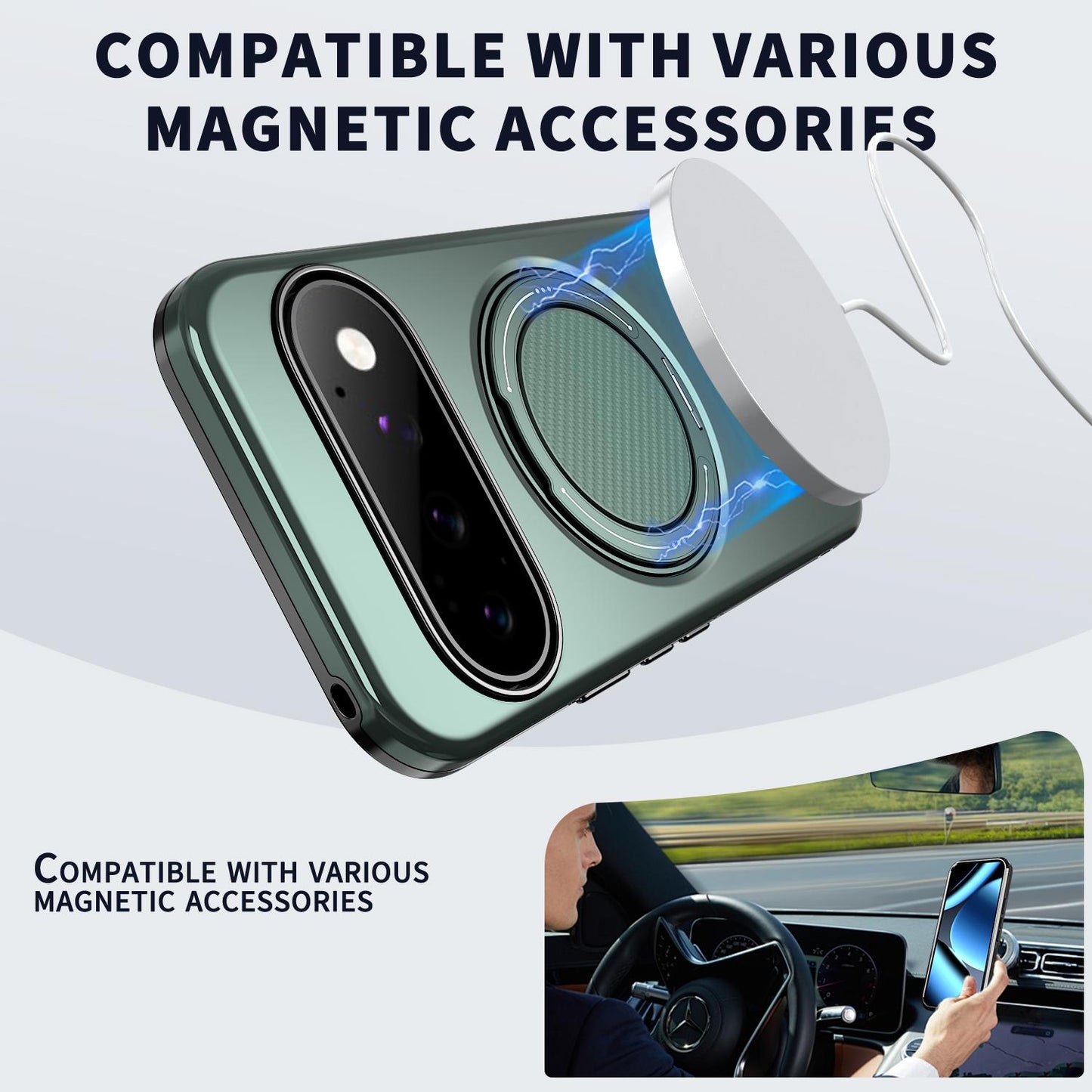 For Google Pixel 11 Pro XL Kalebol Magnetic MagSafe Rotation Holder PC Phone Case(Grey Green)