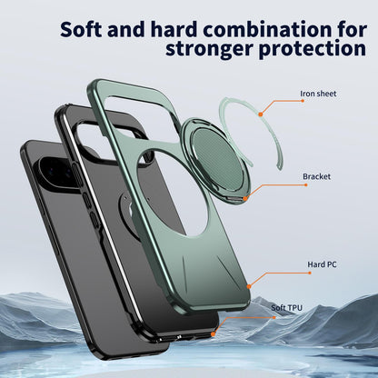 For Google Pixel 11 Pro XL Kalebol Magnetic MagSafe Rotation Holder PC Phone Case(Grey Green)