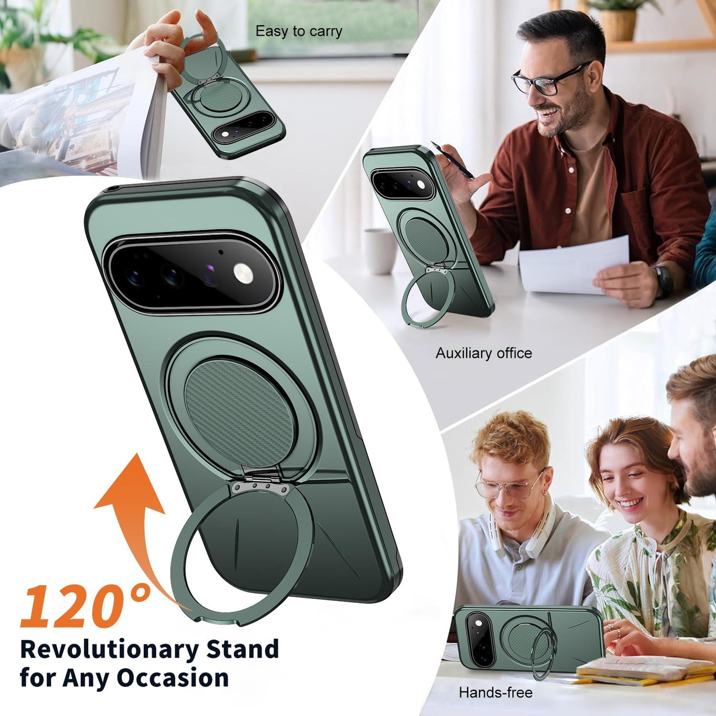 For Google Pixel 11 Pro XL Kalebol Magnetic MagSafe Rotation Holder PC Phone Case(Grey Green)