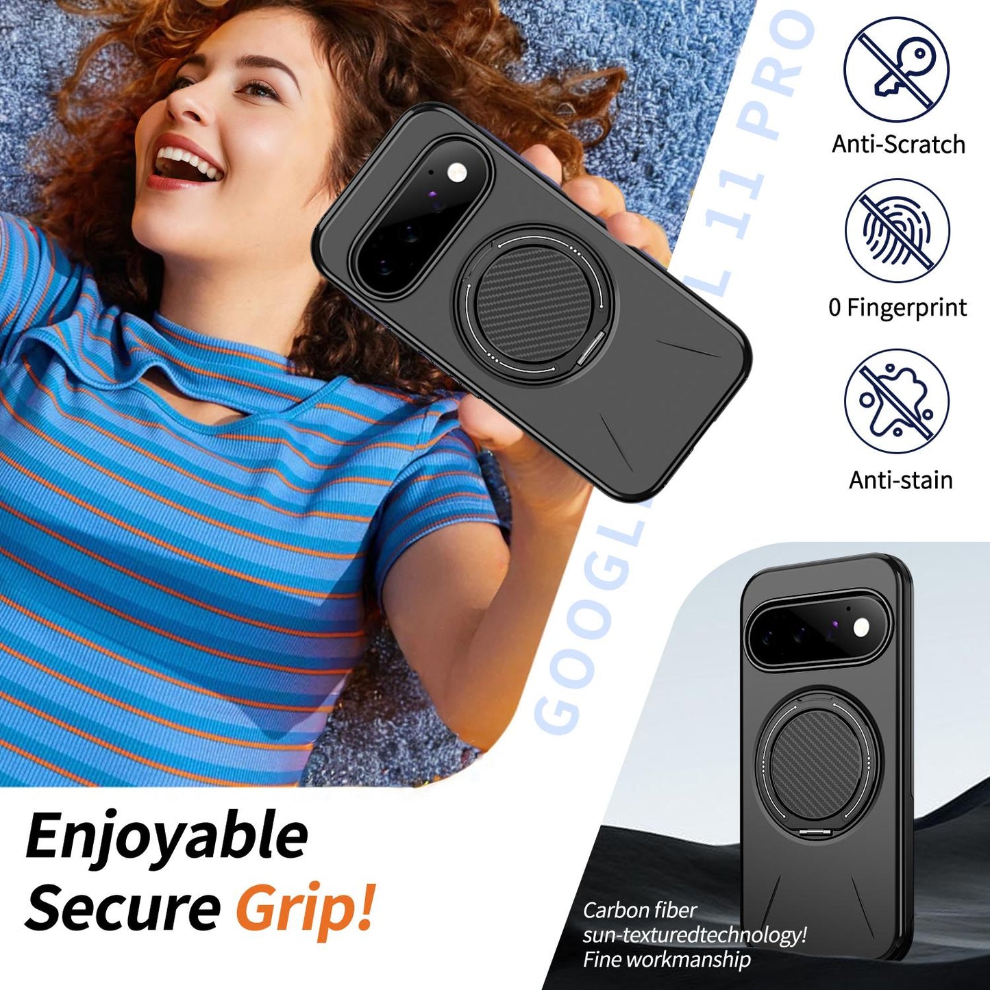For Google Pixel 11 Pro Kalebol Magnetic MagSafe Rotation Holder PC Phone Case(Black)