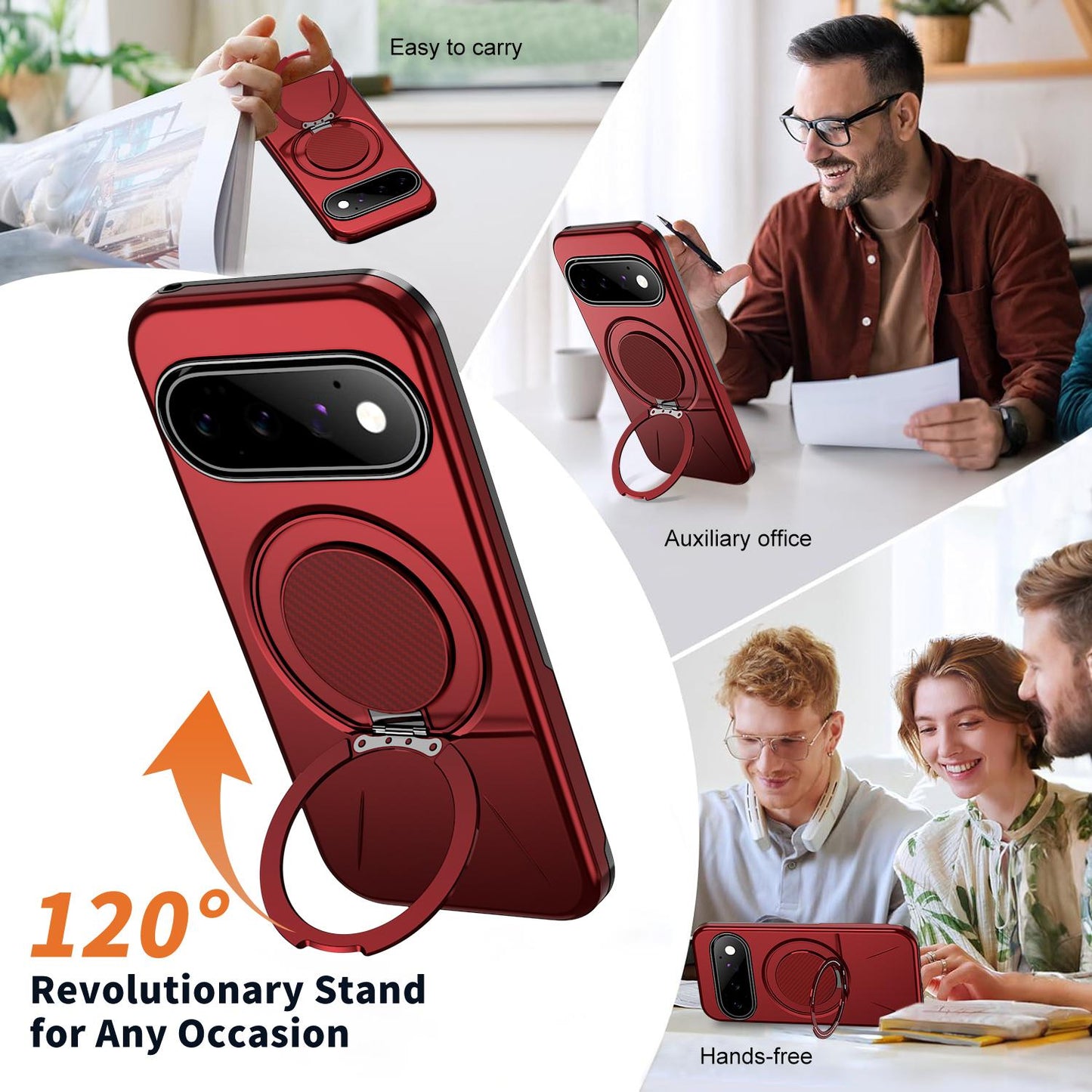For Google Pixel 11 Pro Kalebol Magnetic MagSafe Rotation Holder PC Phone Case(Red)