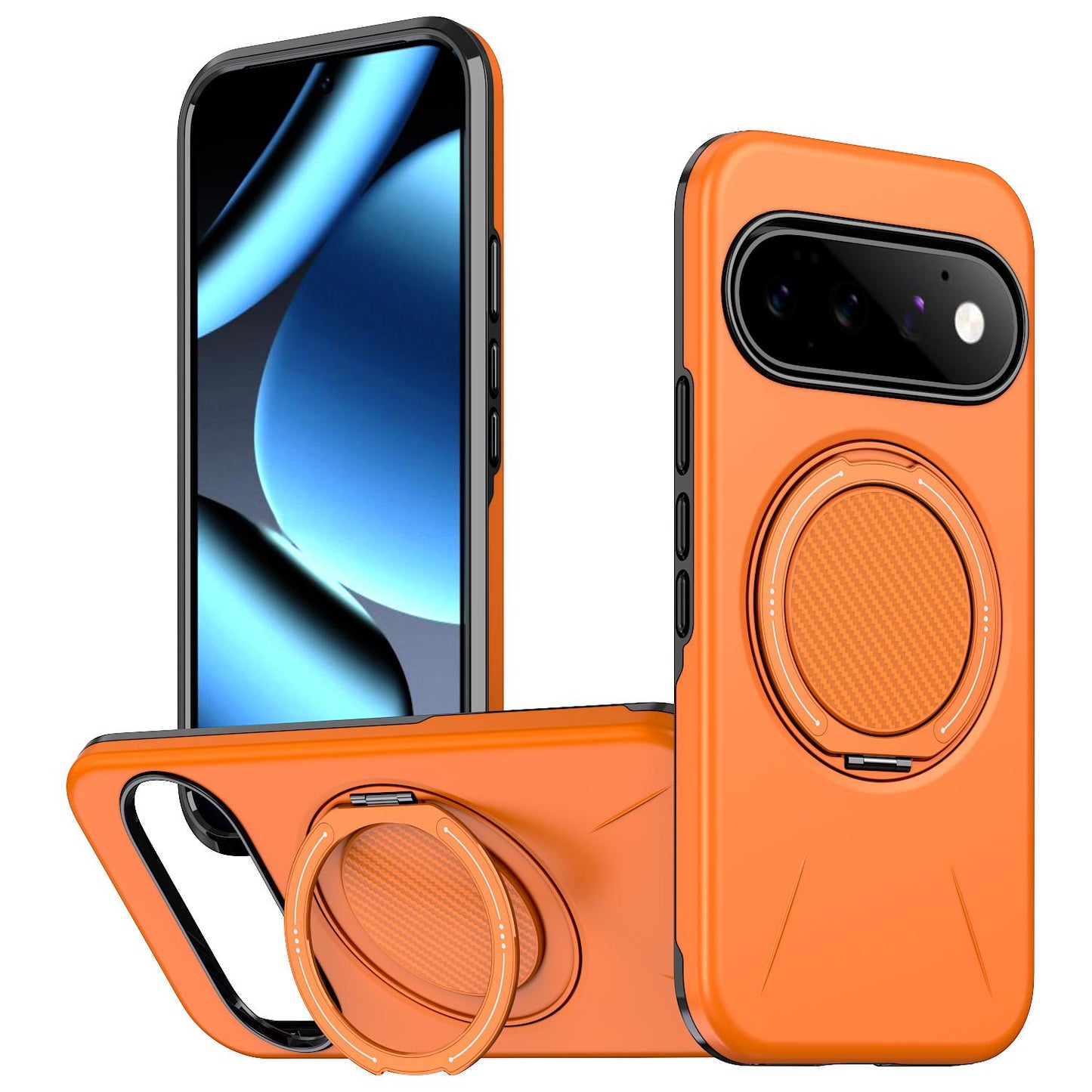 For Google Pixel 11 Pro Kalebol Magnetic MagSafe Rotation Holder PC Phone Case(Orange)