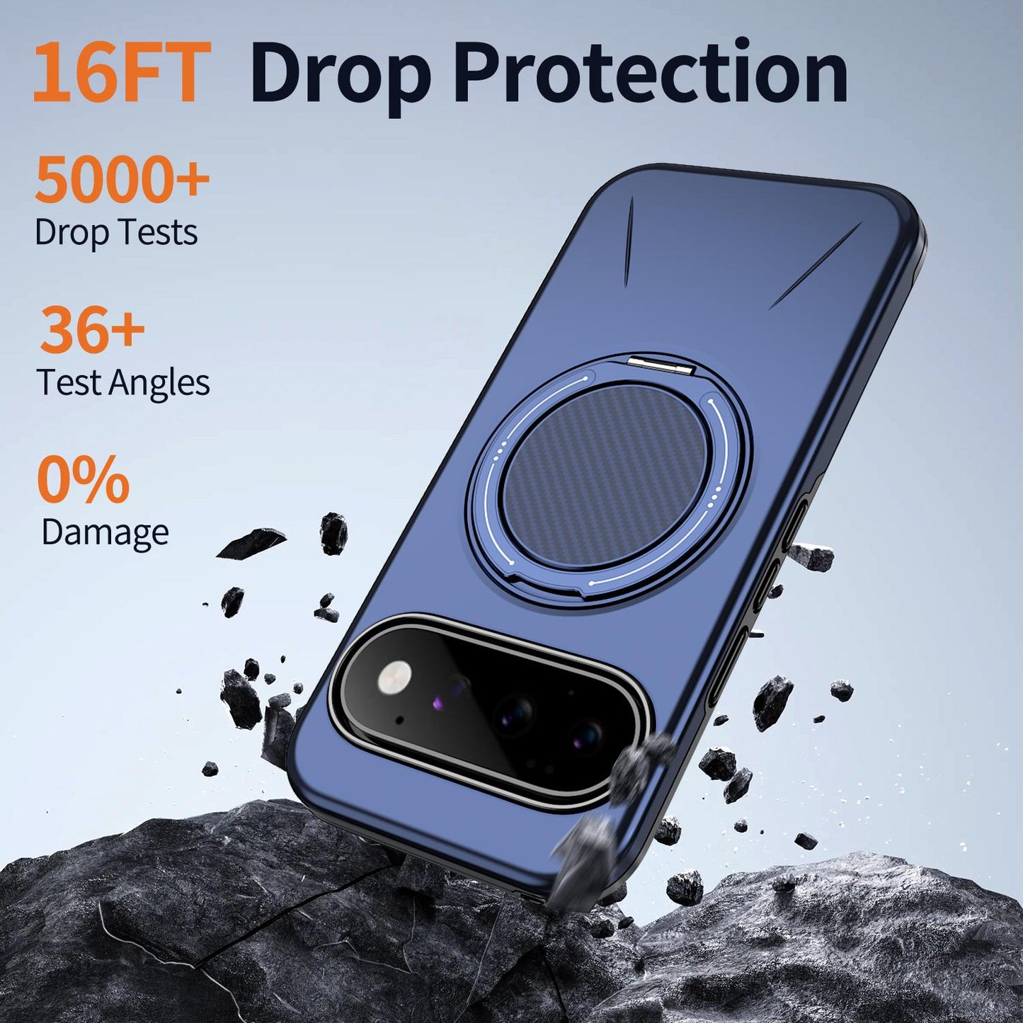 For Google Pixel 11 Pro Kalebol Magnetic MagSafe Rotation Holder PC Phone Case(Blue)