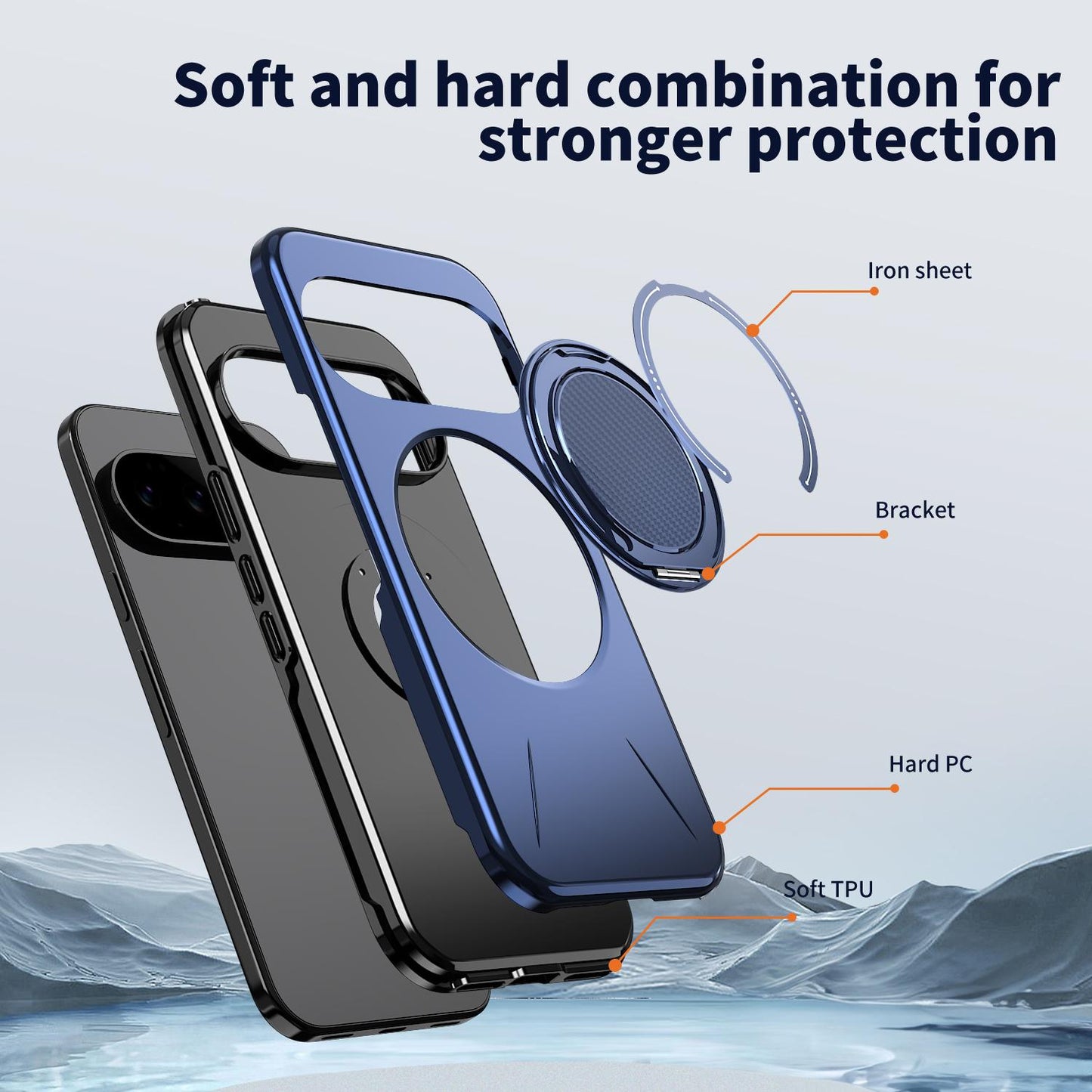 For Google Pixel 11 Pro Kalebol Magnetic MagSafe Rotation Holder PC Phone Case(Blue)