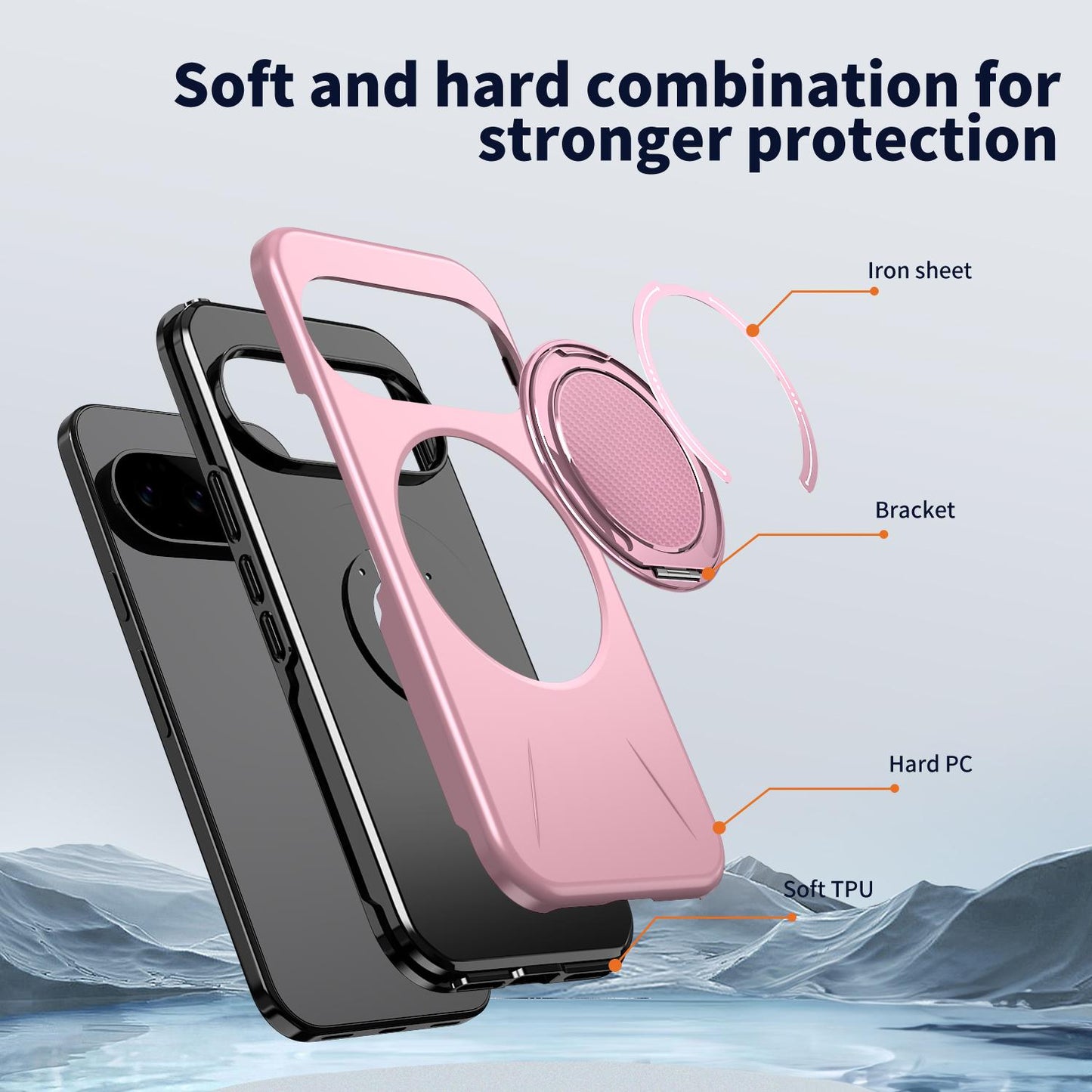 For Google Pixel 11 Pro Kalebol Magnetic MagSafe Rotation Holder PC Phone Case(Pink)