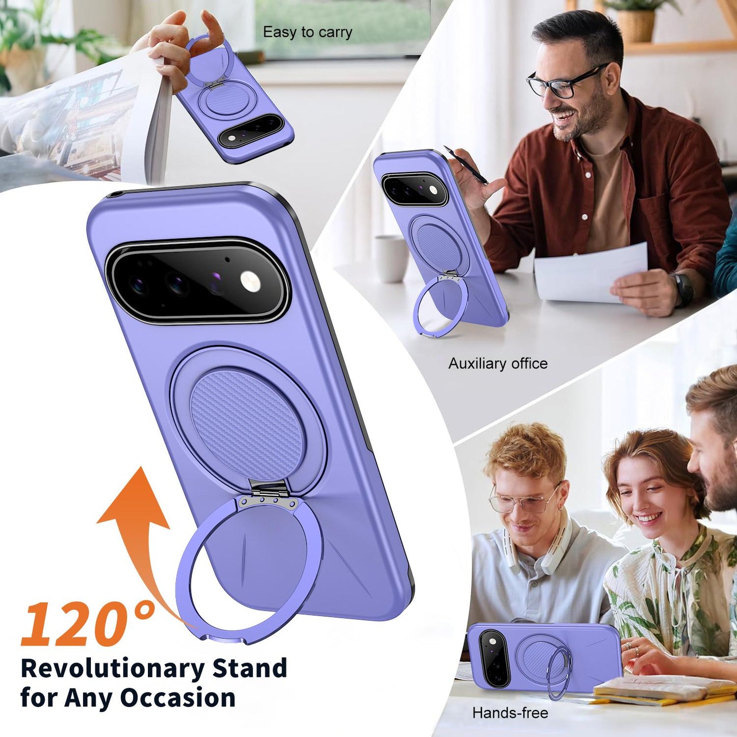 For Google Pixel 11 Pro Kalebol Magnetic MagSafe Rotation Holder PC Phone Case(Lilac)