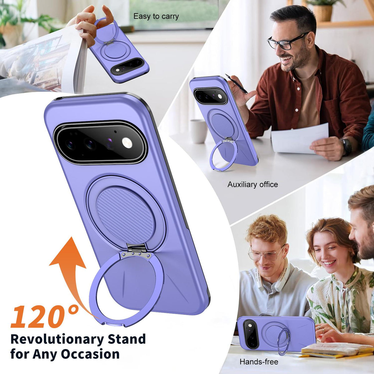 For Google Pixel 11 Pro Kalebol Magnetic MagSafe Rotation Holder PC Phone Case - Lilac - SYA003435802G