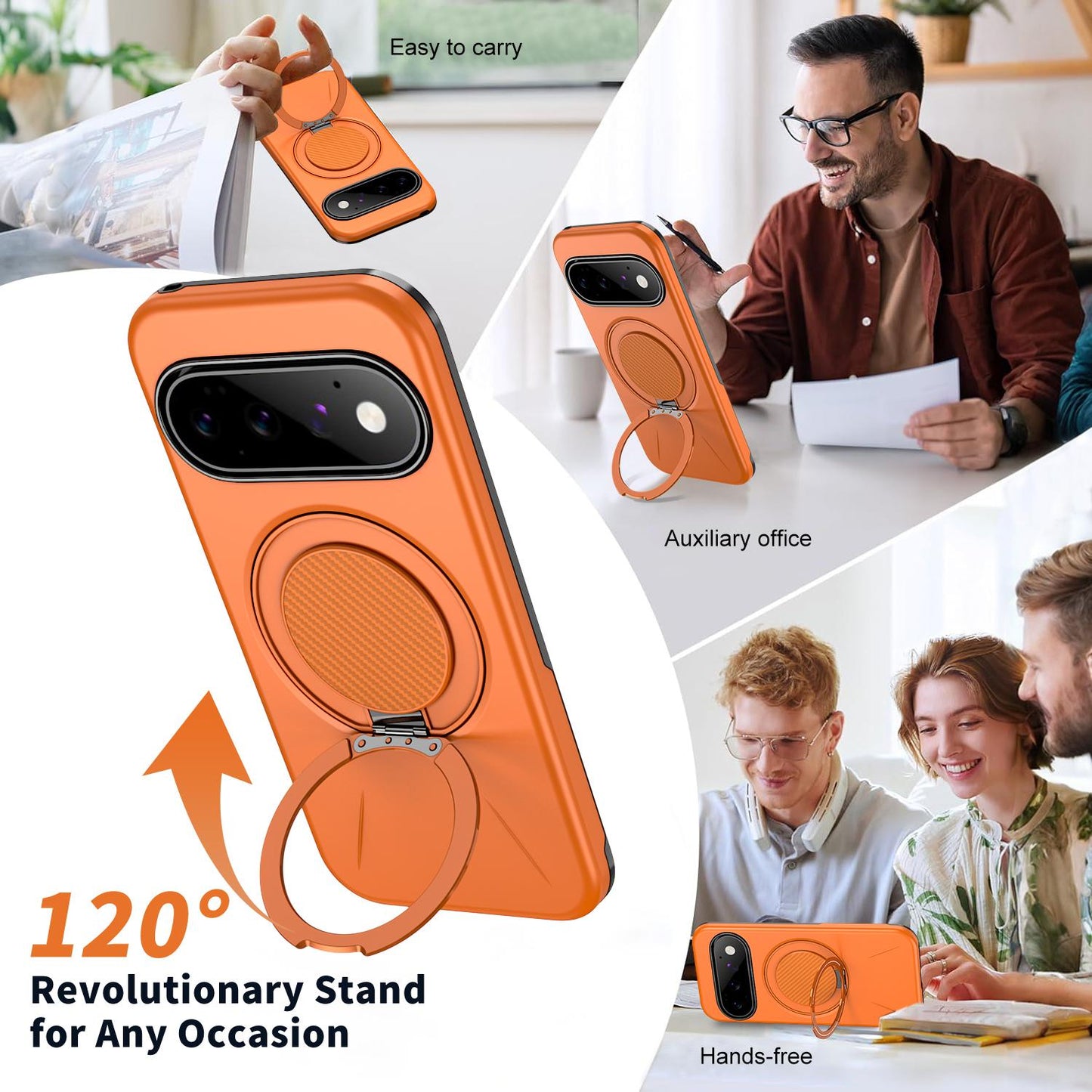 For Google Pixel 11 Kalebol Magnetic MagSafe Rotation Holder PC Phone Case(Orange)