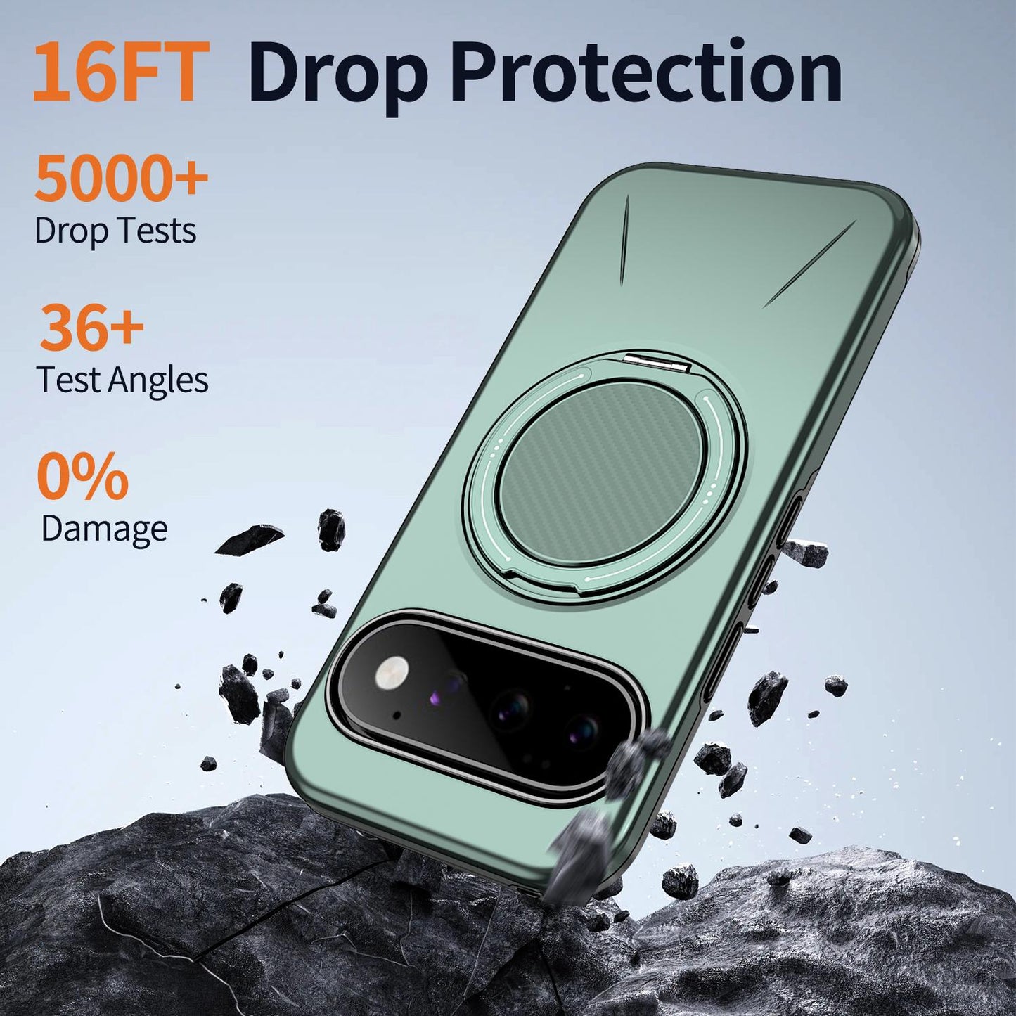 For Google Pixel 11 Kalebol Magnetic MagSafe Rotation Holder PC Phone Case(Grey Green)