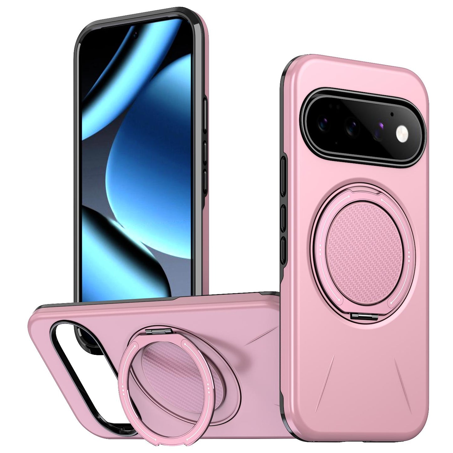 For Google Pixel 11 Kalebol Magnetic MagSafe Rotation Holder PC Phone Case(Pink)