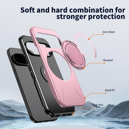 For Google Pixel 11 Kalebol Magnetic MagSafe Rotation Holder PC Phone Case(Pink)