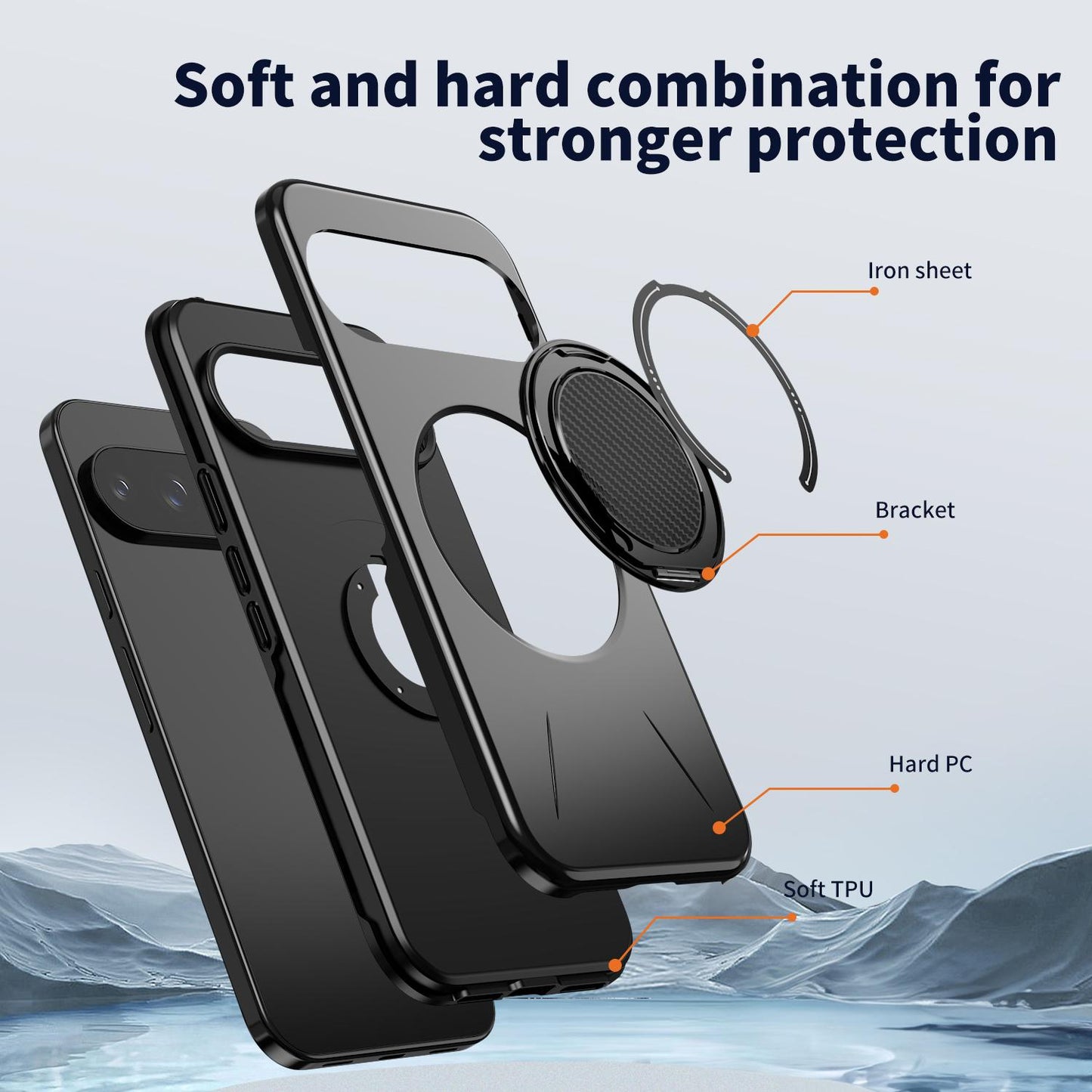 For Google Pixel 10 Pro XL Kalebol Magnetic MagSafe Rotation Holder PC Phone Case(Black)