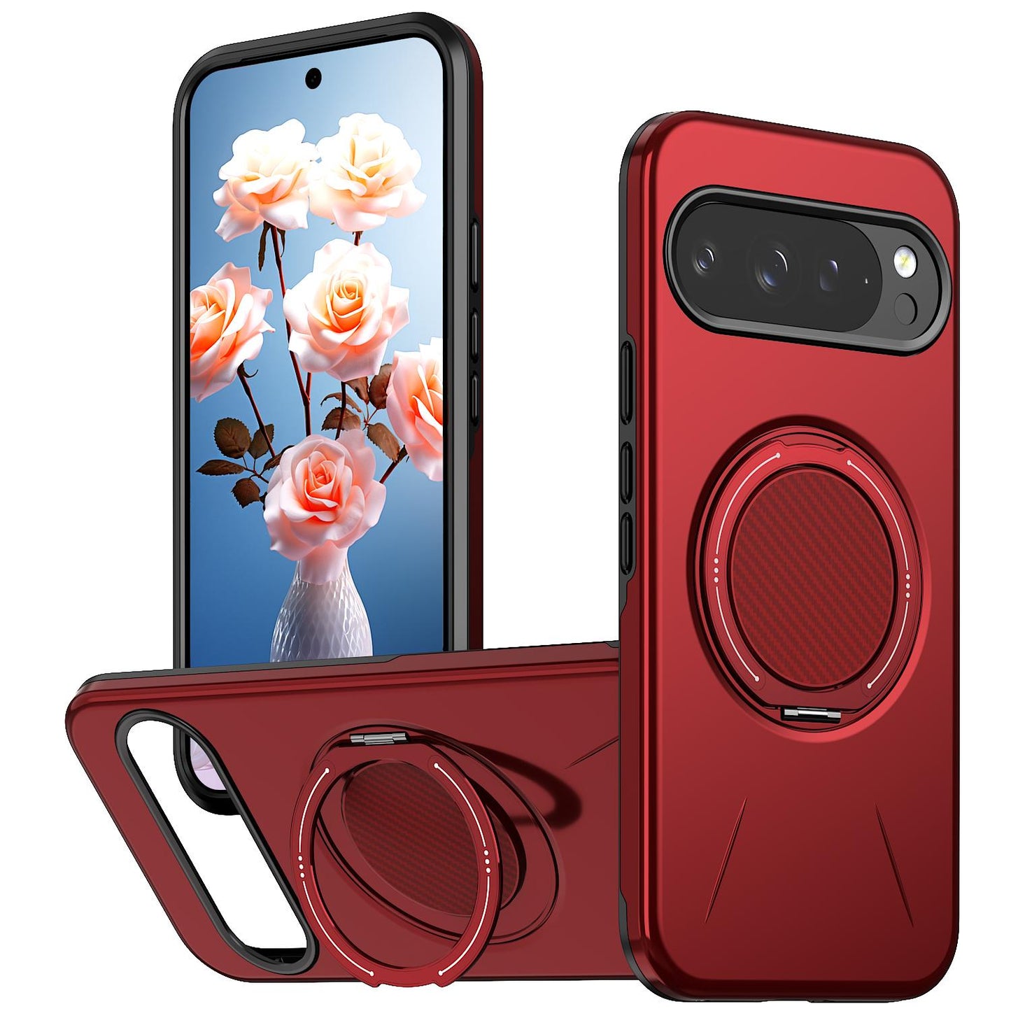 For Google Pixel 10 Pro XL Kalebol Magnetic MagSafe Rotation Holder PC Phone Case(Red)