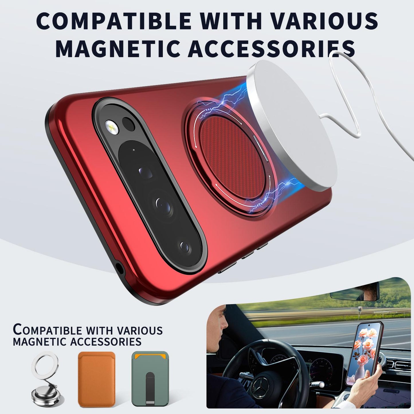 For Google Pixel 10 Pro XL Kalebol Magnetic MagSafe Rotation Holder PC Phone Case(Red)
