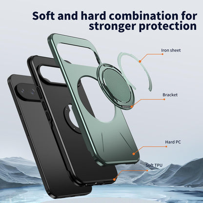 For Google Pixel 10 Pro XL Kalebol Magnetic MagSafe Rotation Holder PC Phone Case(Grey Green)
