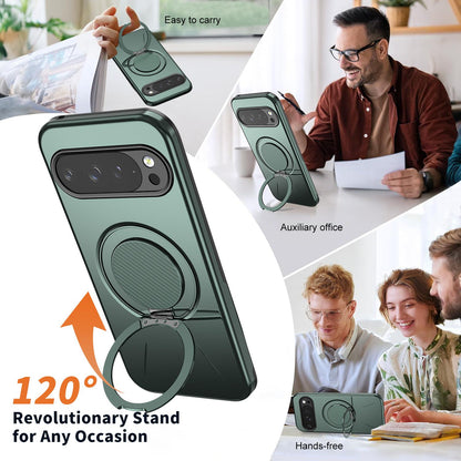 For Google Pixel 10 Pro XL Kalebol Magnetic MagSafe Rotation Holder PC Phone Case(Grey Green)