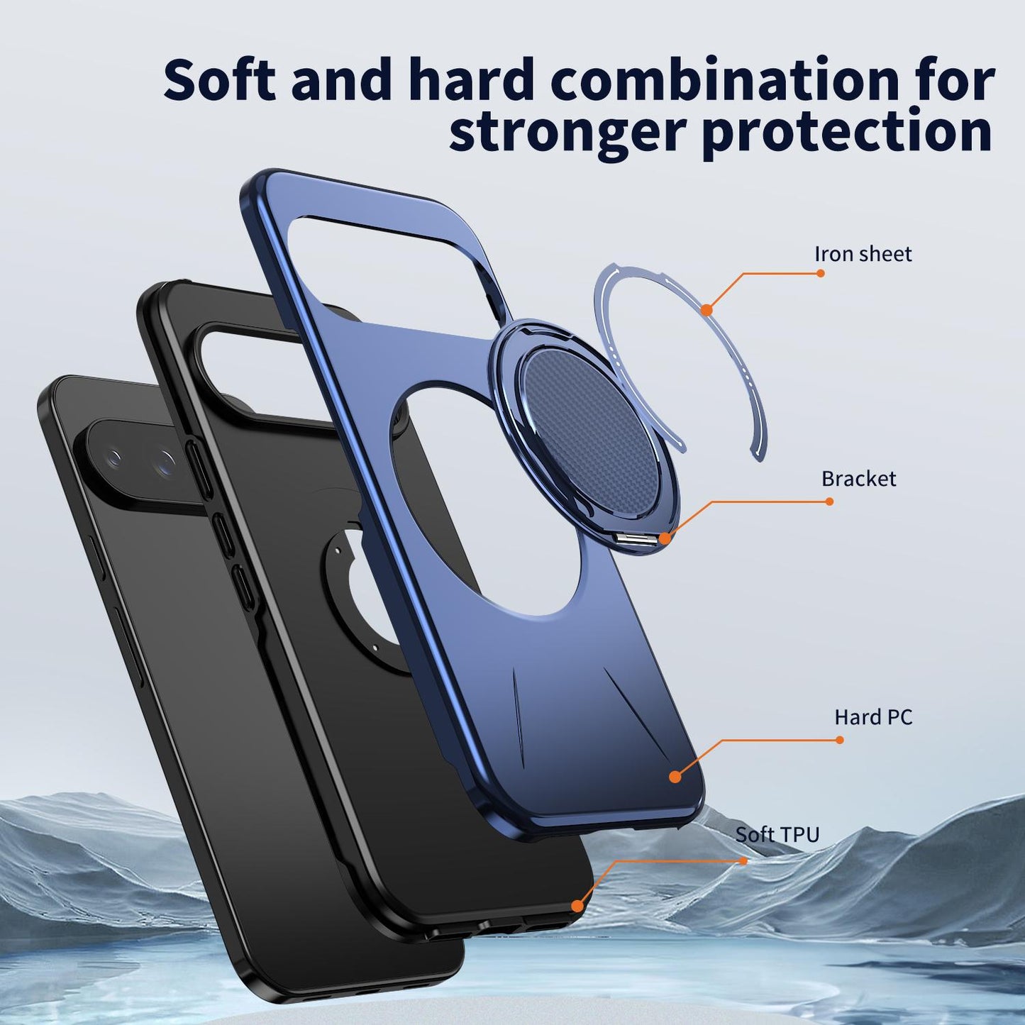 For Google Pixel 10 Pro XL Kalebol Magnetic MagSafe Rotation Holder PC Phone Case(Blue)
