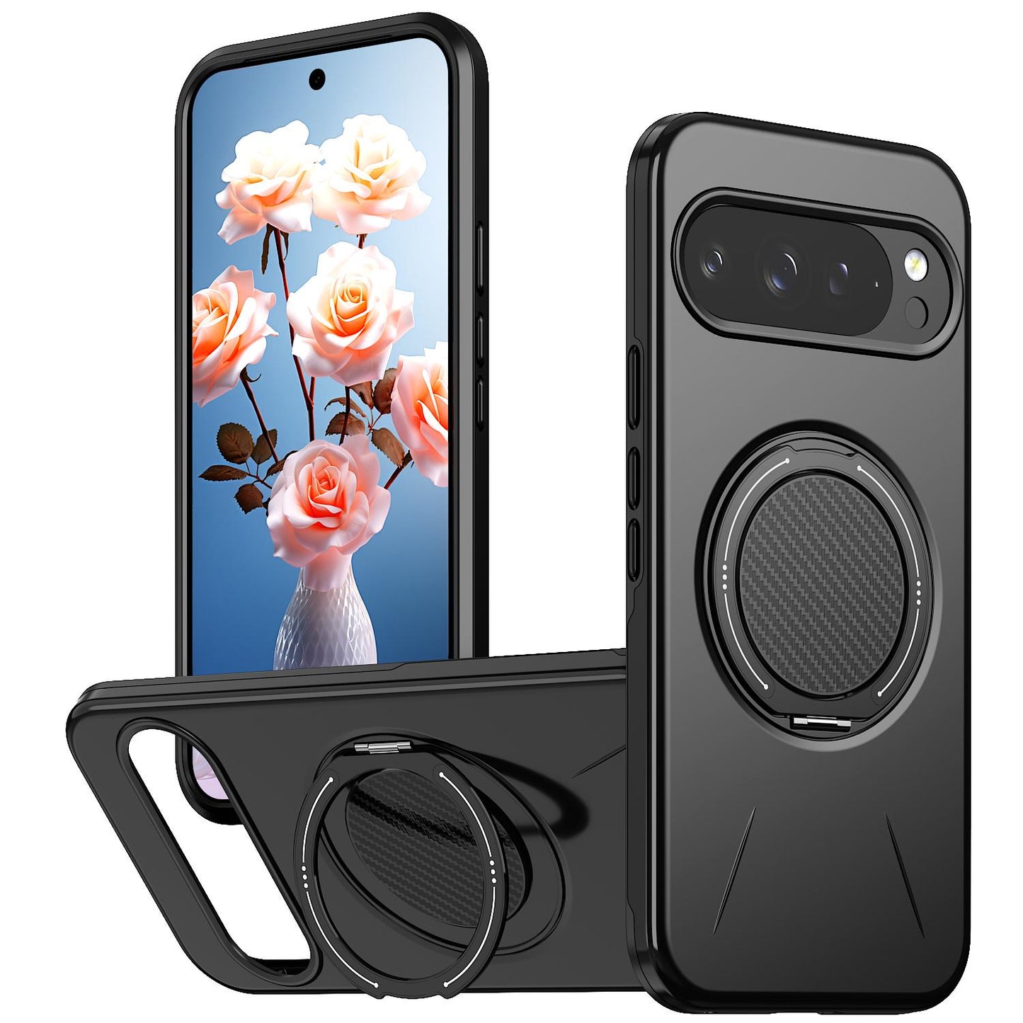 For Google Pixel 10 Pro Kalebol Magnetic MagSafe Rotation Holder PC Phone Case(Black)