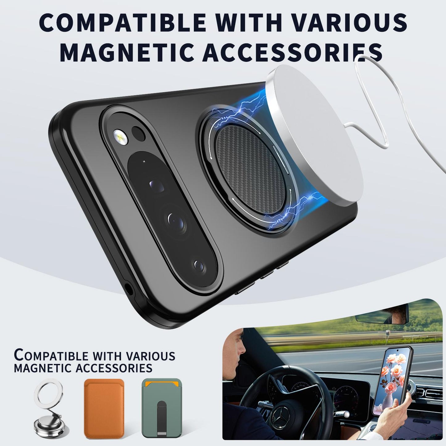 For Google Pixel 10 Pro Kalebol Magnetic MagSafe Rotation Holder PC Phone Case(Black)