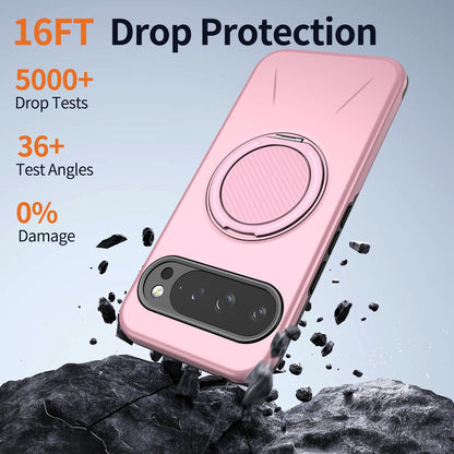 For Google Pixel 10 Pro Kalebol Magnetic MagSafe Rotation Holder PC Phone Case(Pink)
