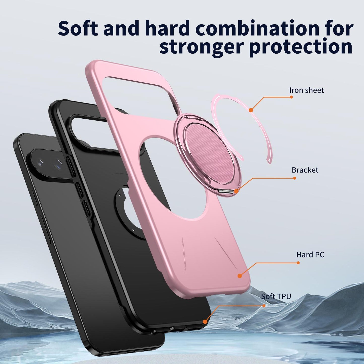 For Google Pixel 10 Pro Kalebol Magnetic MagSafe Rotation Holder PC Phone Case(Pink)