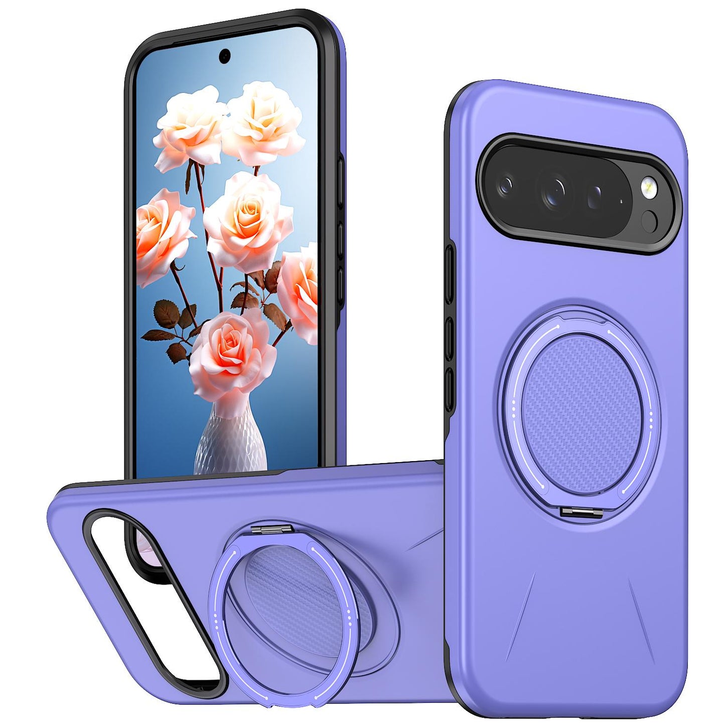 For Google Pixel 10 Pro Kalebol Magnetic MagSafe Rotation Holder PC Phone Case(Lilac)