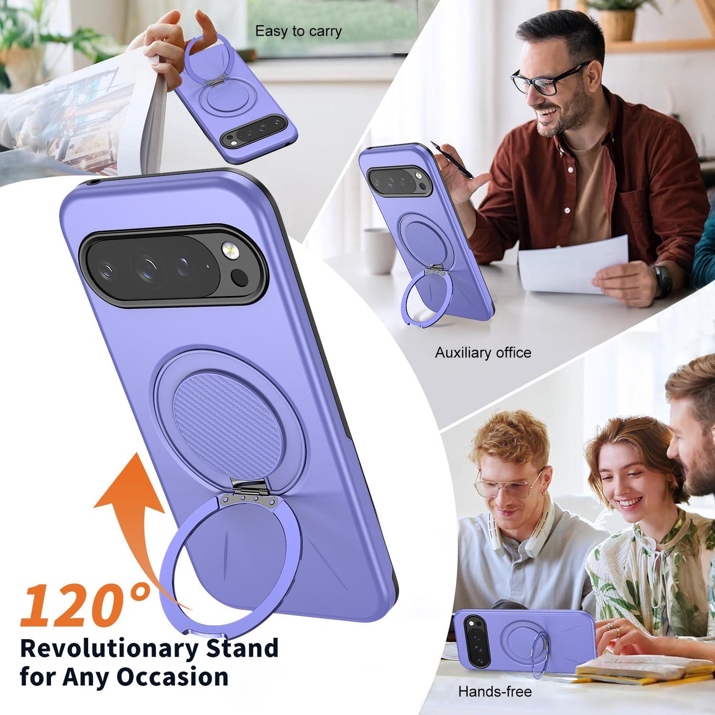 For Google Pixel 10 Pro Kalebol Magnetic MagSafe Rotation Holder PC Phone Case(Lilac)