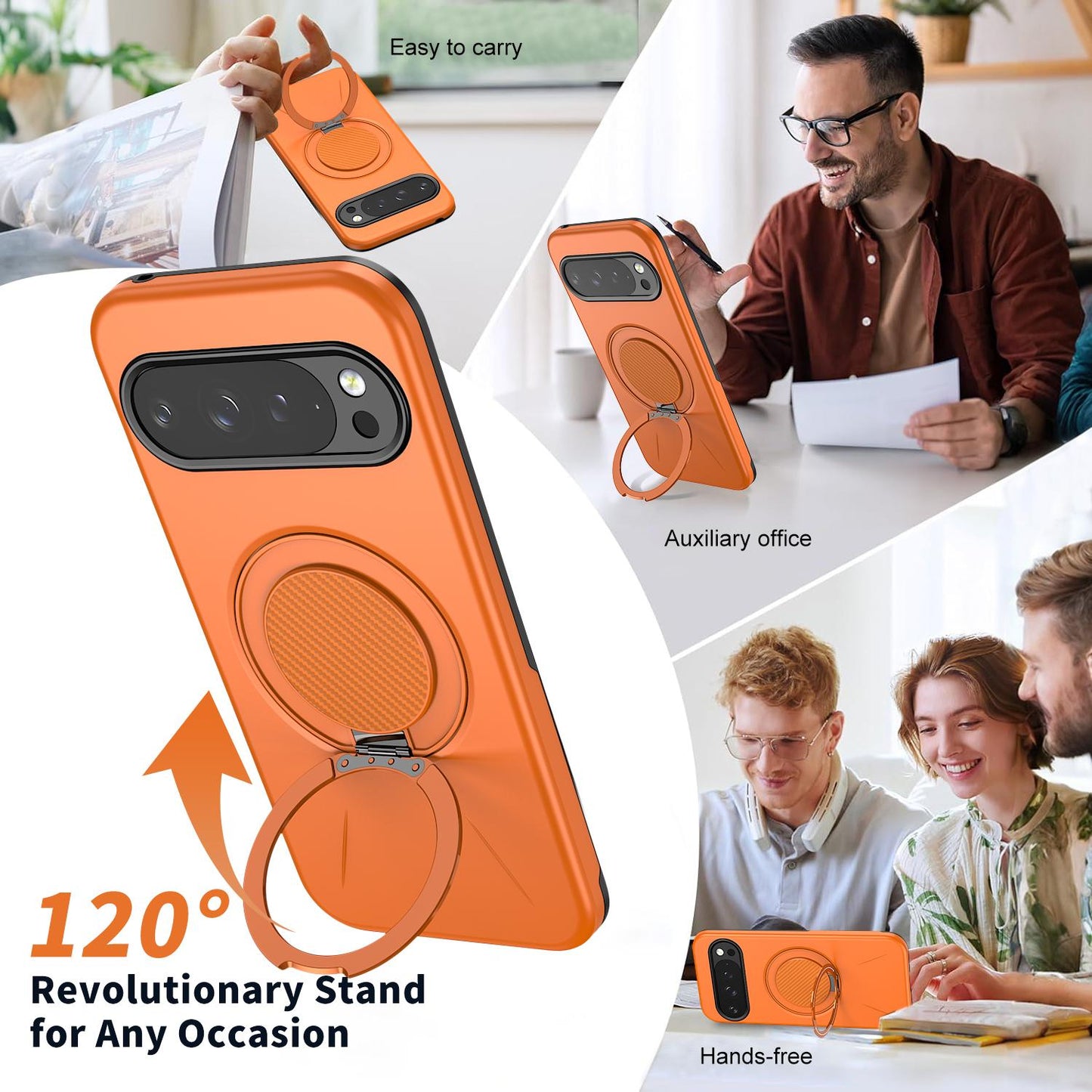 For Google Pixel 10 Kalebol Magnetic MagSafe Rotation Holder PC Phone Case(Orange)