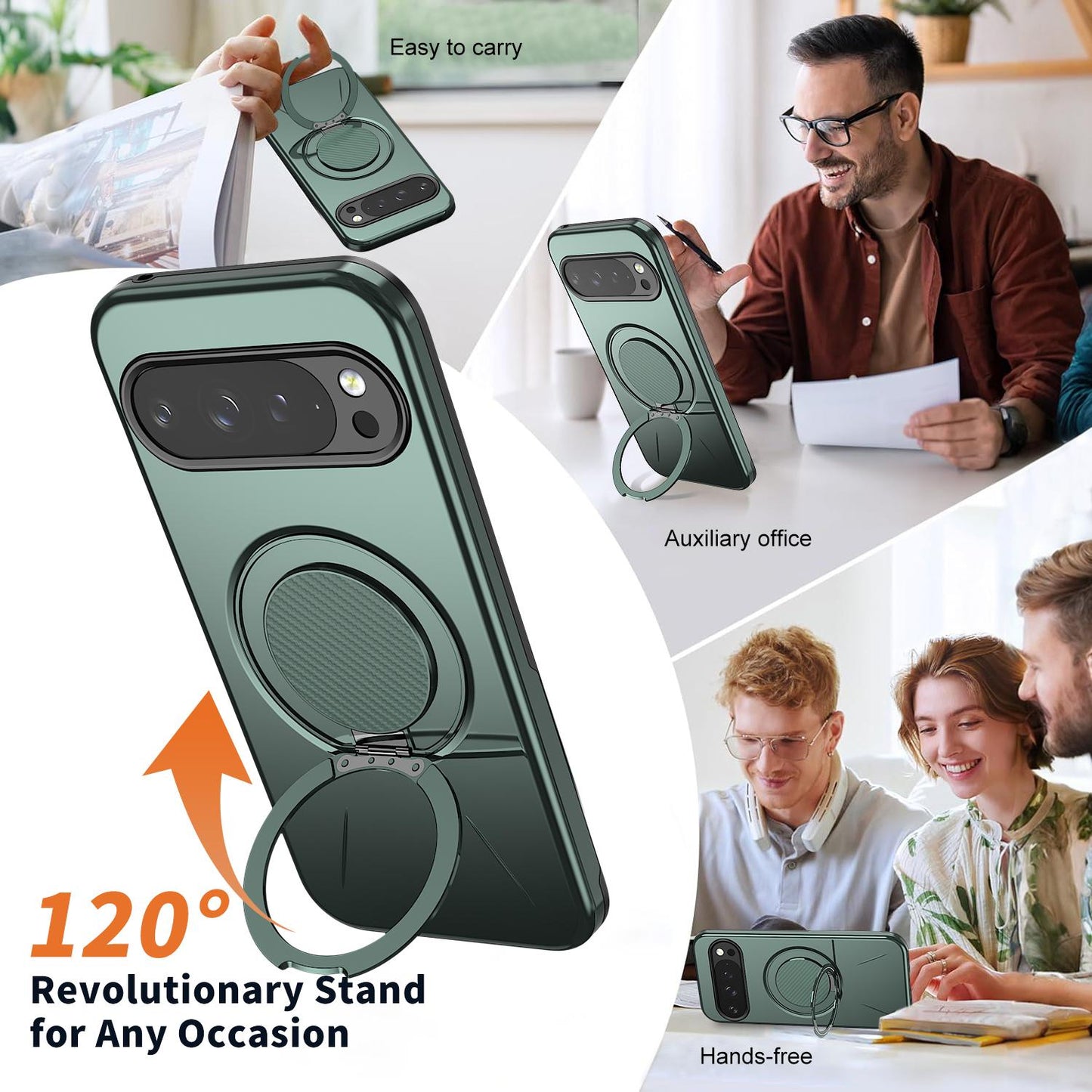 For Google Pixel 10 Kalebol Magnetic MagSafe Rotation Holder PC Phone Case(Grey Green)