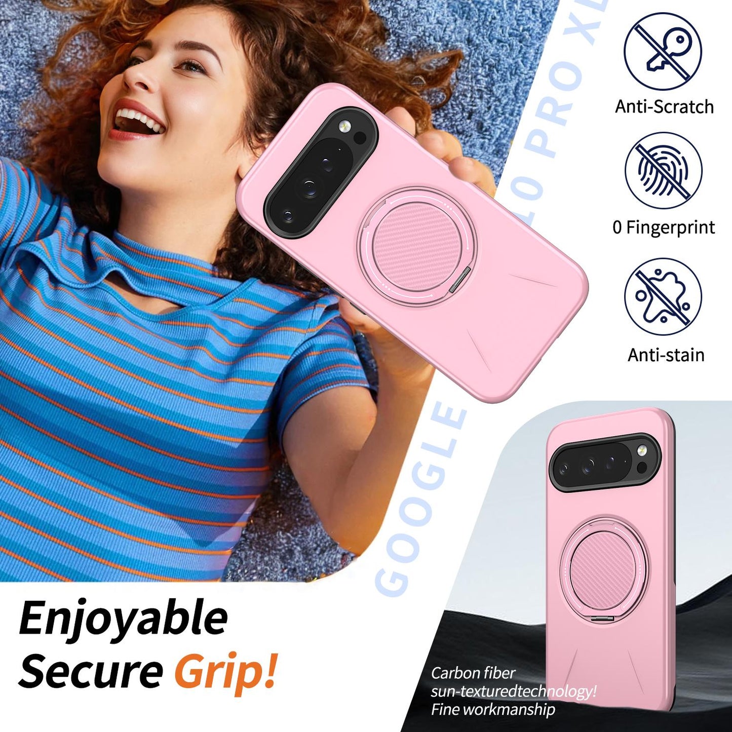 For Google Pixel 10 Kalebol Magnetic MagSafe Rotation Holder PC Phone Case(Pink)