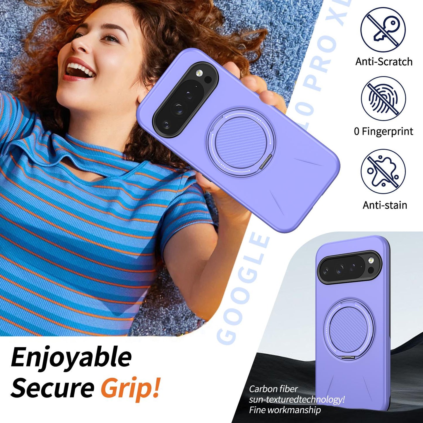For Google Pixel 10 Kalebol Magnetic MagSafe Rotation Holder PC Phone Case(Lilac)