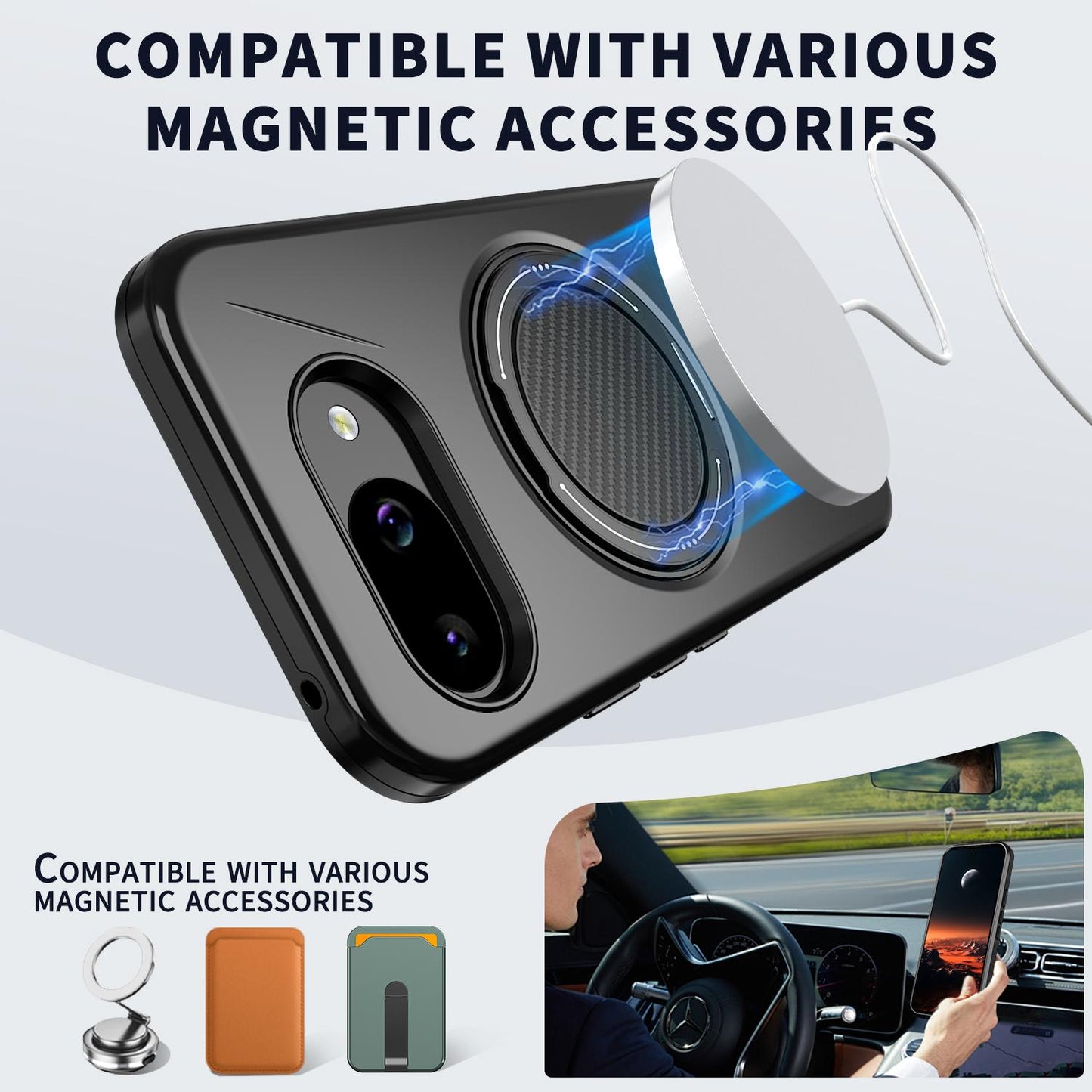 For Google Pixel 10a Kalebol Magnetic MagSafe Rotation Holder PC Phone Case(Black)