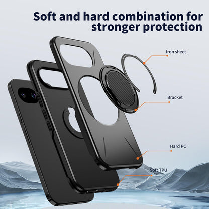 For Google Pixel 10a Kalebol Magnetic MagSafe Rotation Holder PC Phone Case(Black)
