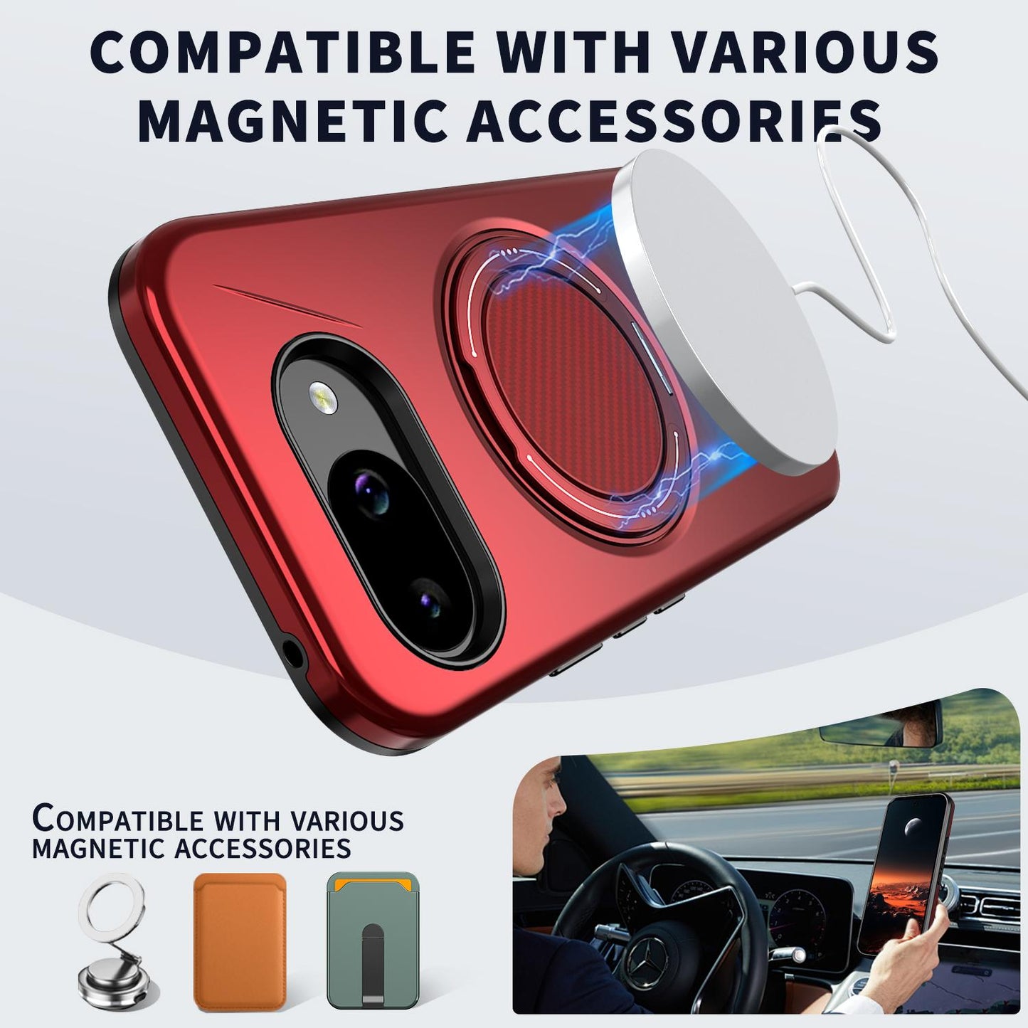 For Google Pixel 10a Kalebol Magnetic MagSafe Rotation Holder PC Phone Case(Red)