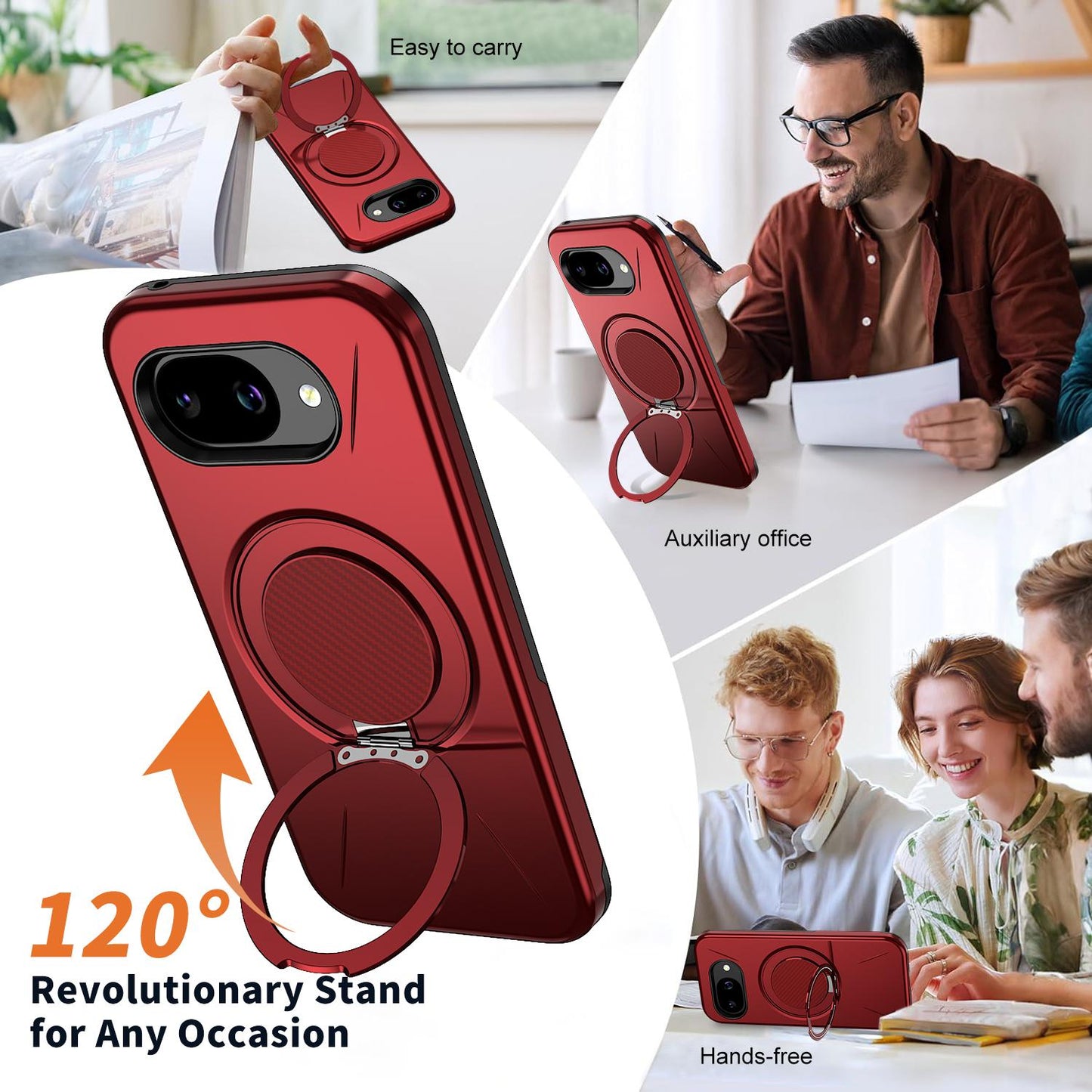 For Google Pixel 10a Kalebol Magnetic MagSafe Rotation Holder PC Phone Case(Red)