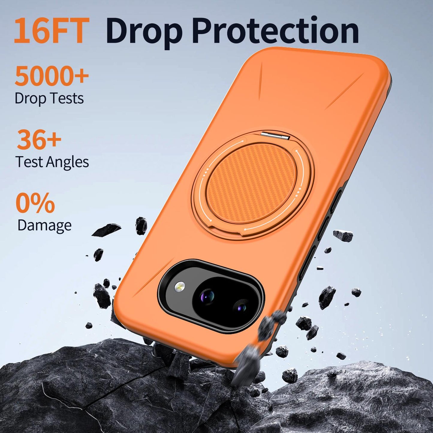 For Google Pixel 10a Kalebol Magnetic MagSafe Rotation Holder PC Phone Case(Orange)