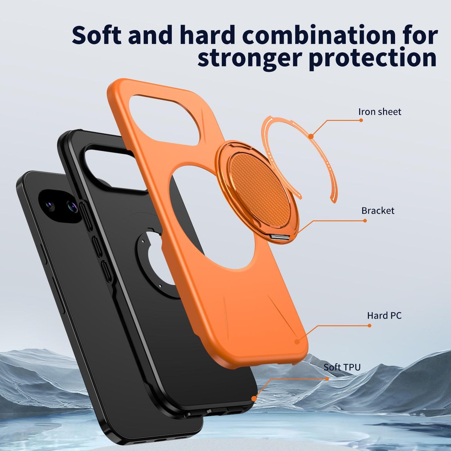 For Google Pixel 10a Kalebol Magnetic MagSafe Rotation Holder PC Phone Case(Orange)