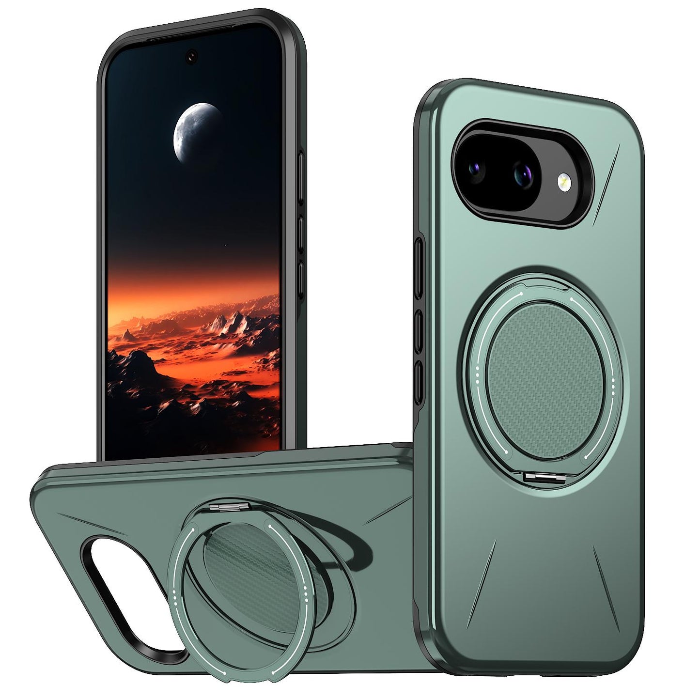 For Google Pixel 10a Kalebol Magnetic MagSafe Rotation Holder PC Phone Case(Grey Green)
