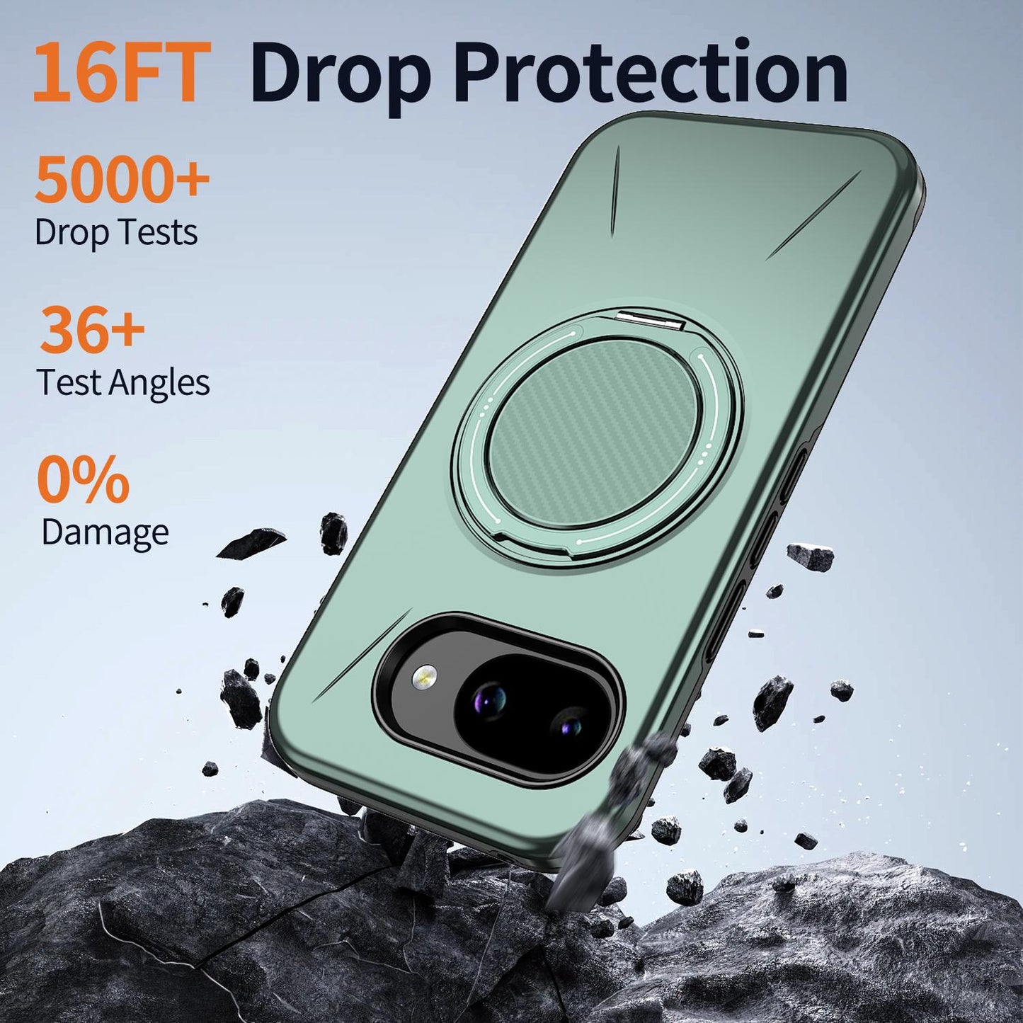 For Google Pixel 10a Kalebol Magnetic MagSafe Rotation Holder PC Phone Case(Grey Green)