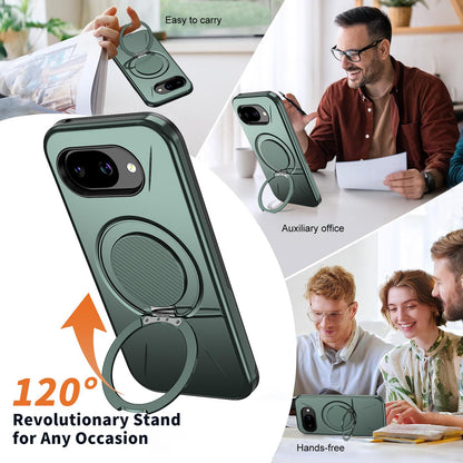For Google Pixel 10a Kalebol Magnetic MagSafe Rotation Holder PC Phone Case(Grey Green)