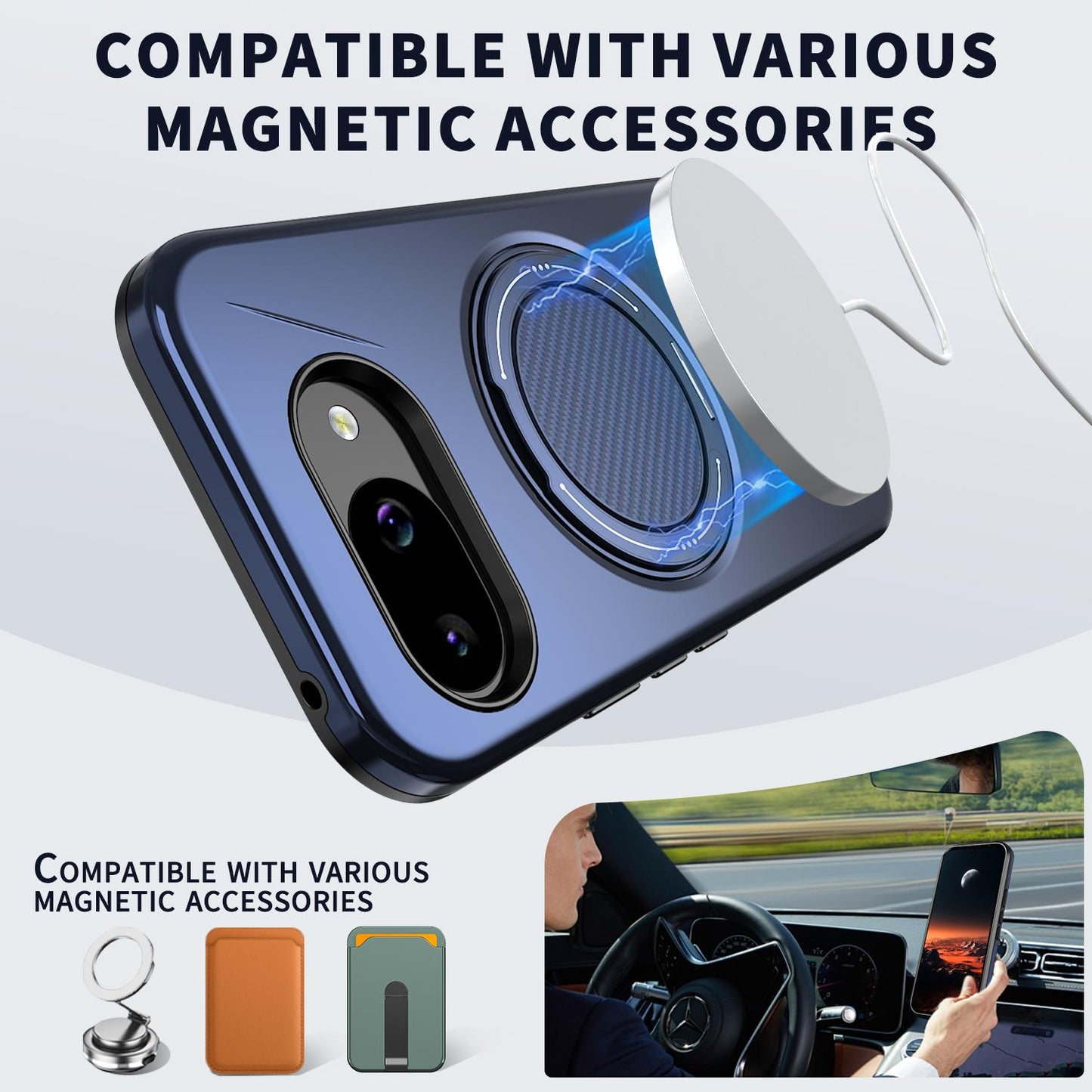 For Google Pixel 10a Kalebol Magnetic MagSafe Rotation Holder PC Phone Case(Blue)