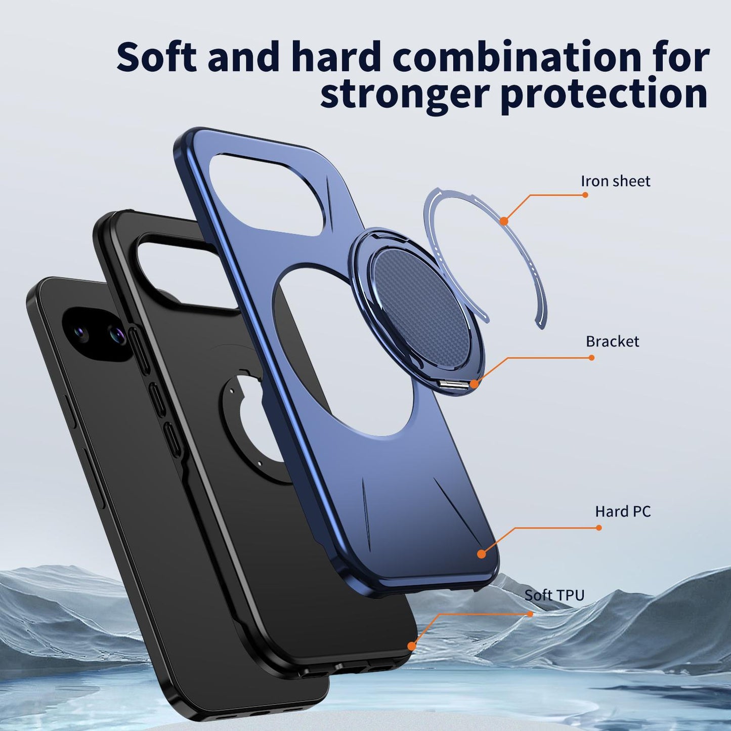 For Google Pixel 10a Kalebol Magnetic MagSafe Rotation Holder PC Phone Case(Blue)