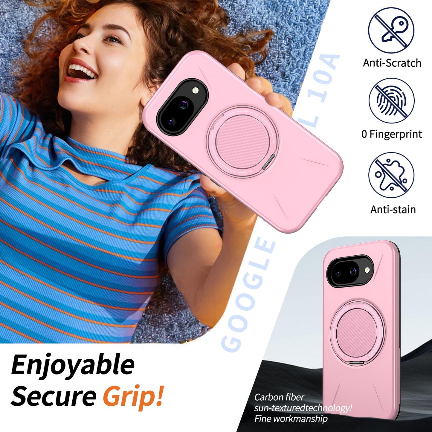 For Google Pixel 10a Kalebol Magnetic MagSafe Rotation Holder PC Phone Case(Pink)
