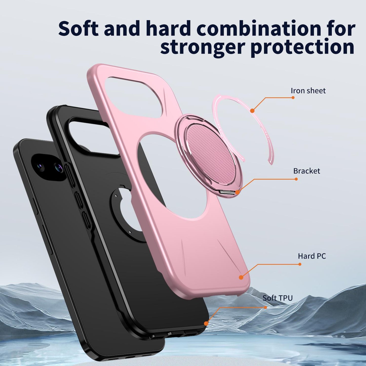 For Google Pixel 10a Kalebol Magnetic MagSafe Rotation Holder PC Phone Case(Pink)