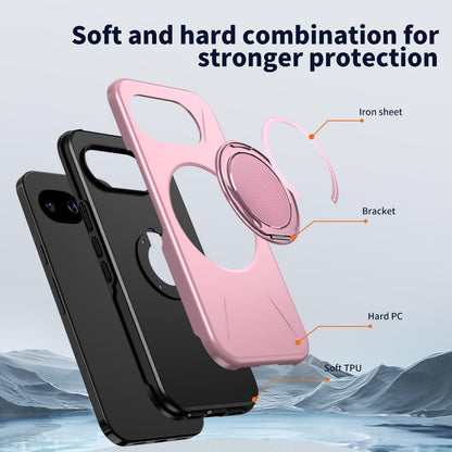 For Google Pixel 10a Kalebol Magnetic MagSafe Rotation Holder PC Phone Case(Pink)