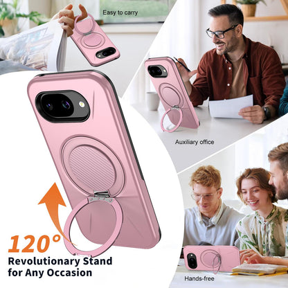 For Google Pixel 10a Kalebol Magnetic MagSafe Rotation Holder PC Phone Case(Pink)